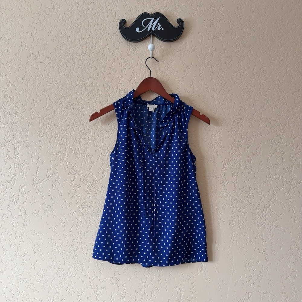 J. Crew Navy Polka Dot Sleeveless Blouse Size 0
